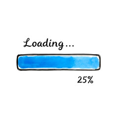 Hand-drawn watercolour loading bar at 25 percent
