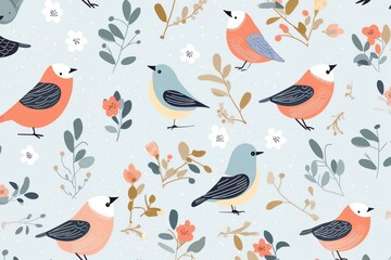 Fototapeta premium Bird pattern wallpaper animal.