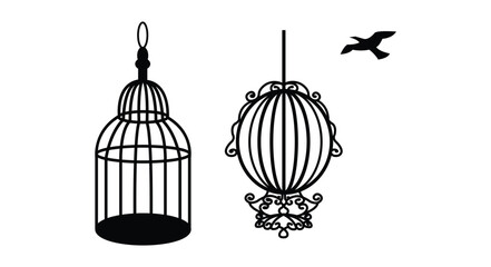 Set Vintage birdcages vector collection