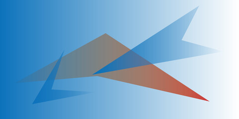 Origami paper plane and boat fly in the sky, abstract vector illustration of business travel and flight art concept