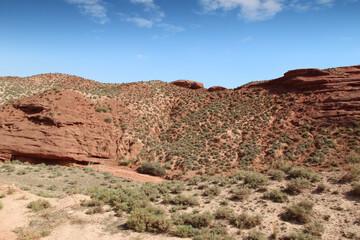 Beautiful landscape of Pingshan Hu Grand Canyon in summer, Zhangye City, Gansu Province in China