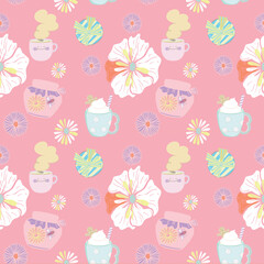 Vector cute seamless pattern with flowers designed for kids pattern and other design.
