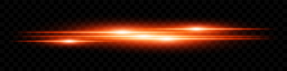 Neon orange laser streaks. Horizontal glowing lines in layered burst with radiant centers on black. Ideal for speed, tech, sci-fi, digital, neon, futuristic themes