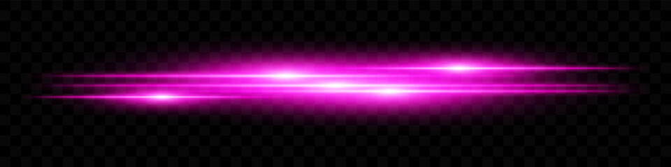 Neon purple laser streaks. Horizontal glowing lines in layered burst with radiant centers on black. Ideal for speed, tech, sci-fi, digital, neon, futuristic themes