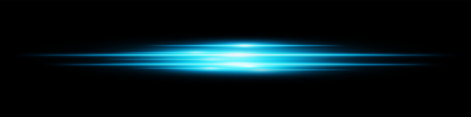 Blue energy beam. Bright horizontal streaks with layered glow and radiant effect on black background. Great for power, sci-fi, motion, tech, future design.
