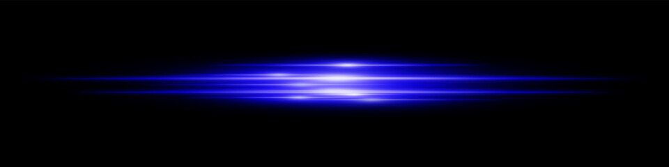 Blue energy beam. Bright horizontal streaks with layered glow and radiant effect on black background. Great for power, sci-fi, motion, tech, future design.