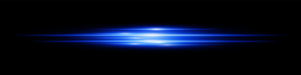 Blue energy beam. Bright horizontal streaks with layered glow and radiant effect on black background. Great for power, sci-fi, motion, tech, future design.