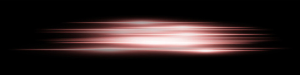 Orange light speed effect. Multiple horizontal streaks in neon glow with speed motion on dark transparent background. Ideal for technology, digital, future, sci-fi visuals.