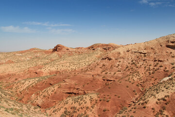Beautiful landscape of Pingshan Hu Grand Canyon in summer, Zhangye City, Gansu Province in China