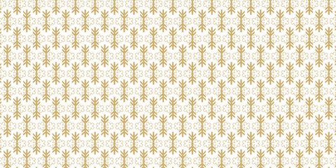 Elegant geometric floral pattern in gold color on a clean white background seamless design