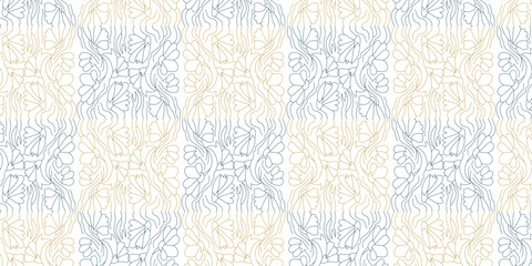 Elegant floral pattern with a delicate line art style and neutral color scheme