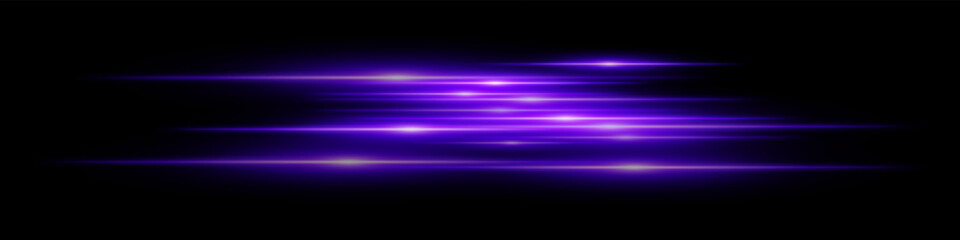 Purple motion streaks. Blurred glowing lines with soft light burst on black background, creating illusion of movement and depth. Ideal for speed, sci-fi, tech, energy effects.