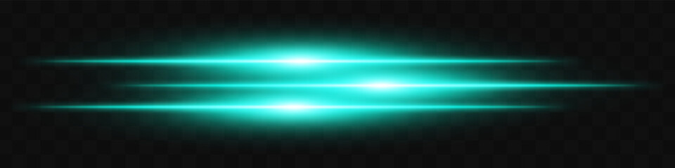 Obraz premium Blue triple flare. Three horizontal glowing beams with vibrant energy core on dark background. Ideal for future, energy, sci-fi, tech, power, digital effect.