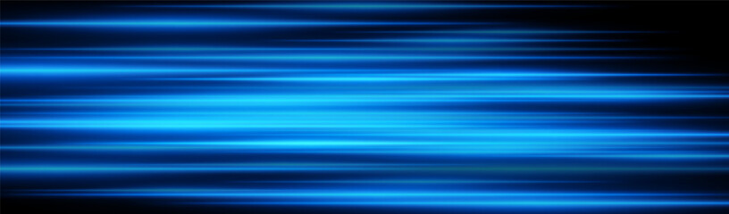 Blue velocity blur. Horizontal streaks with neon glow and intense speed effect on dark background. Perfect for sci-fi, tech, motion, energy visuals, fast concept.