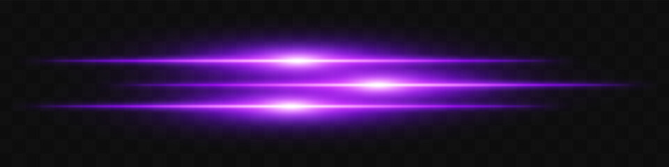 Purple triple flare. Three horizontal glowing beams with vibrant energy core on dark background. Ideal for future, energy, sci-fi, tech, power, digital effect.
