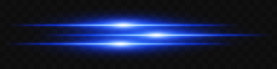 Blue triple flare. Three horizontal glowing beams with vibrant energy core on dark background. Ideal for future, energy, sci-fi, tech, power, digital effect.