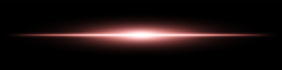 Golden light burst. Horizontal glowing ray with soft edges, shining core, radial beam gradient on black background. Suitable for future, energy, sci-fi, technology, speed, flash.