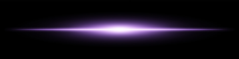 Blue light burst. Horizontal glowing ray with soft edges, shining core, radial beam gradient on black background. Suitable for future, energy, sci-fi, technology, speed, flash.