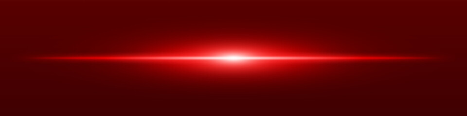 Red light beam. Sharp linear glow on dark blue background with radiant core, soft edge and tech-style brightness. Ideal for sci-fi, speed, energy, light source.