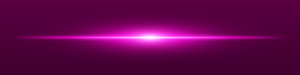 Purple light beam. Sharp linear glow on dark blue background with radiant core, soft edge and tech-style brightness. Ideal for sci-fi, speed, energy, light source.