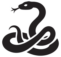 Fototapeta premium Black Snake Silhouette Vector Graphic: Coiled Serpent Illustration, Reptile Clipart, Animal Icon, Wildlife Design Element
