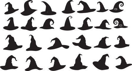 Collection of Various Witch Hats Silhouettes