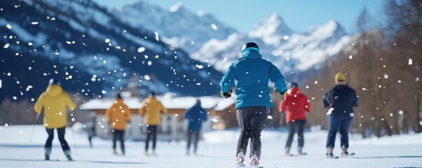 Cross country skiing adventure in snowy mountains winter sport and active lifestyle