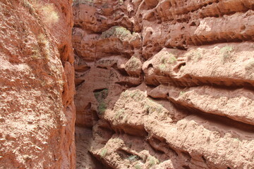 View of Pingshan Hu Grand Canyon is mainly composed of red gravel, sandstone, mudstone and is the only composite area of Danxia landform and colored hills in China