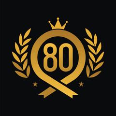80th Anniversary Logo Design with Classic Gold Embellishments