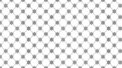 Snowflake pattern on white background with dotted lines forming diamond shapes