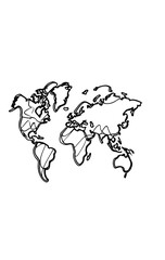 World map with brush stroke isolated on white background
