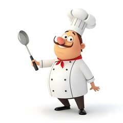 Chef standing in a 3D cartoon on a white background