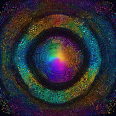 Holographic Nexus in Pointillism Style: Lumen Print Digital Art