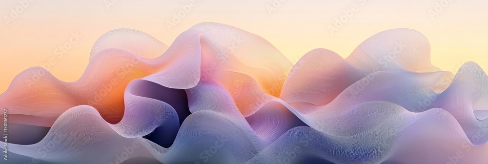 Canvas Prints abstract flowing waves, delicate silver monochrome gradient background, dynamic fluid art design