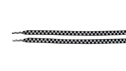 Black and white checkered shoelaces on transparent or white background.