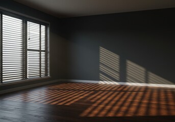 Fototapeta premium Interior Photo Of Empty Room With Sunlight And Shadow Patterns