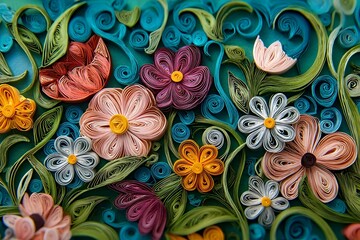 Fototapeta premium Quilled Paper Flowers