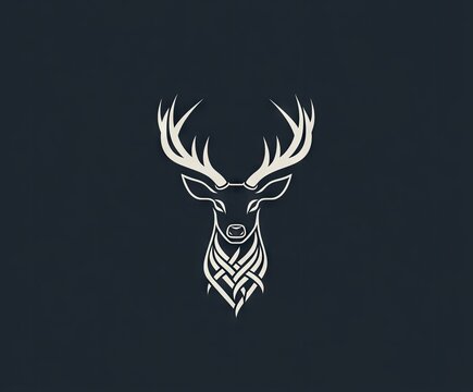Elegant deer head logo with intricate, stylized antlers and braided neck detail