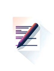 Creative Abstract Office Document: Purple Writing Notes & Stationery for Modern Graphic Design & Education