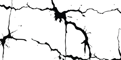 Vector cracks, breaks on land surface from earthquake. old wall background crack vector, grunge texture. cracked white paint on a white background. White black grey wall, floor with cracks, texture ba