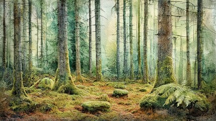 Misty forest pathway