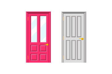 Set Of Detailed Colorful Front Doors