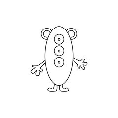 Cute fantasy alien monster. Сartoon character. Hand drawn illustration isolated on white background. Vector illustration