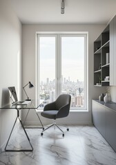 Modern Office Interior with City View Bright Workspace and Minimalist Design Photo