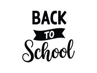 Back to school typography black and white design on a clean white background