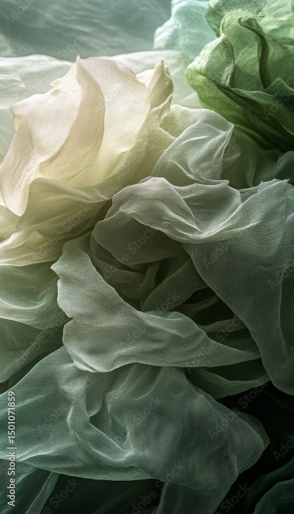 Aufkleber abstract background of gentle fluid waves in light green tones, dynamic flowing forms