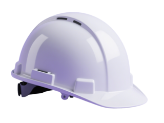 Professional white construction safety helmet isolated on a dark background representing protection in the workplace and industry