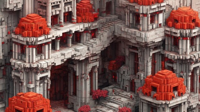 Ciudad Antigua en Ruinas, Arquitectura Pixelada