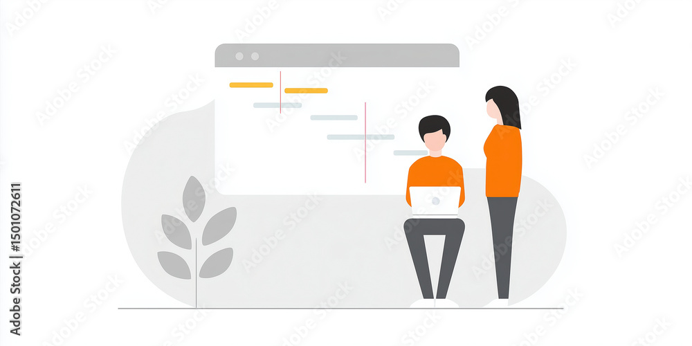 Poster collaborative workspace with individuals engaged in coding and programming activities, showcasing te