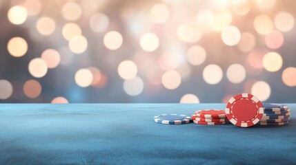 Casino ambiance with abstract lighting, smoky haze, blurred backdrop, ideal for overlaying text or a tagline.